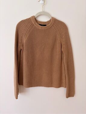 Quince Camel Crewneck Ribbed Sweater